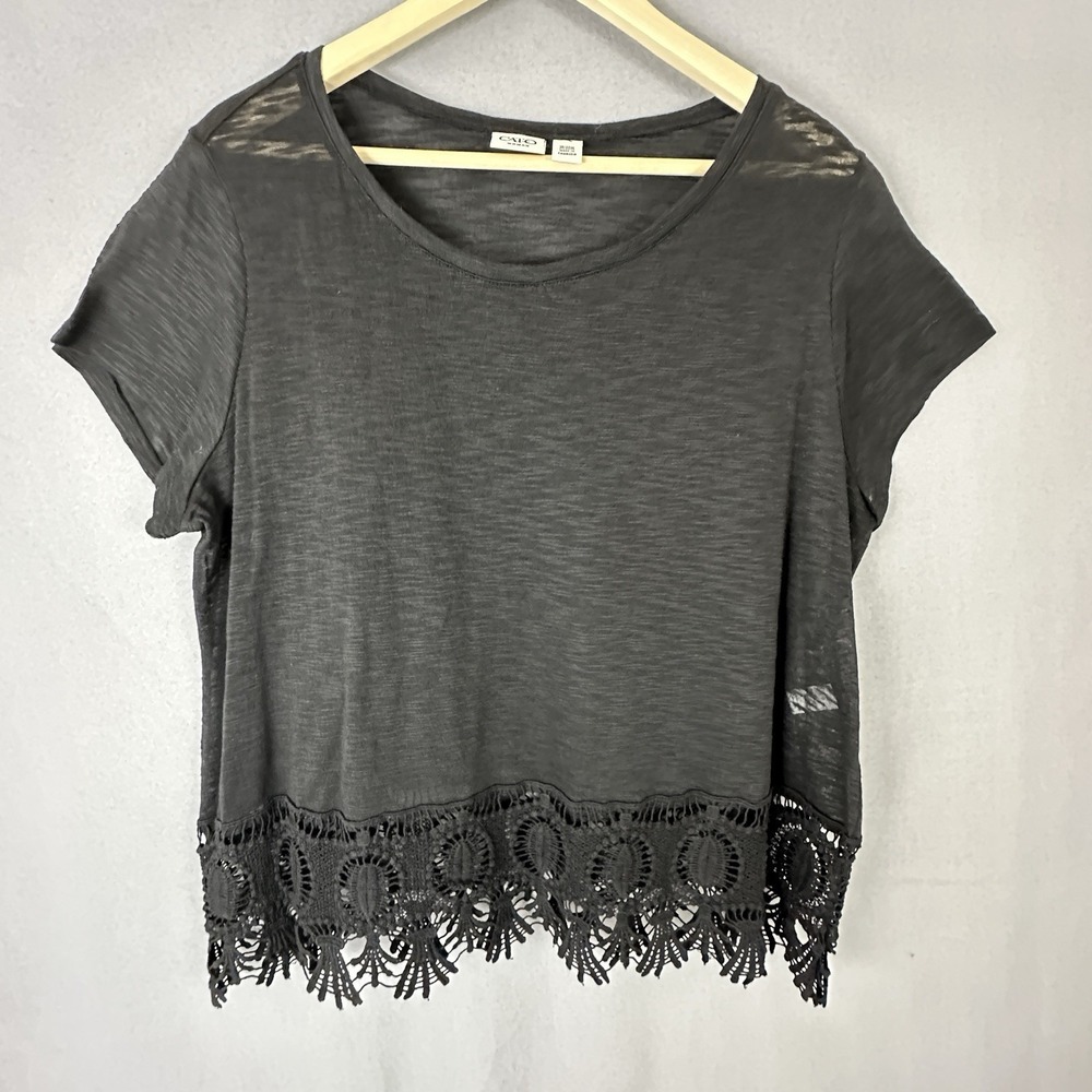 Cato Blouse Women's Large Blue Black Sleeve Lace Boho Shirt Top Casual 18/20w